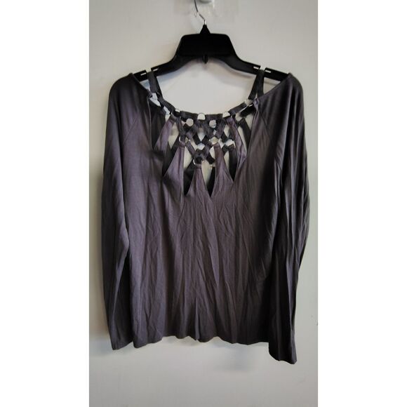 Red by bke Black Metallic Front And Back Long Sleeve Top - Picture 2 of 6